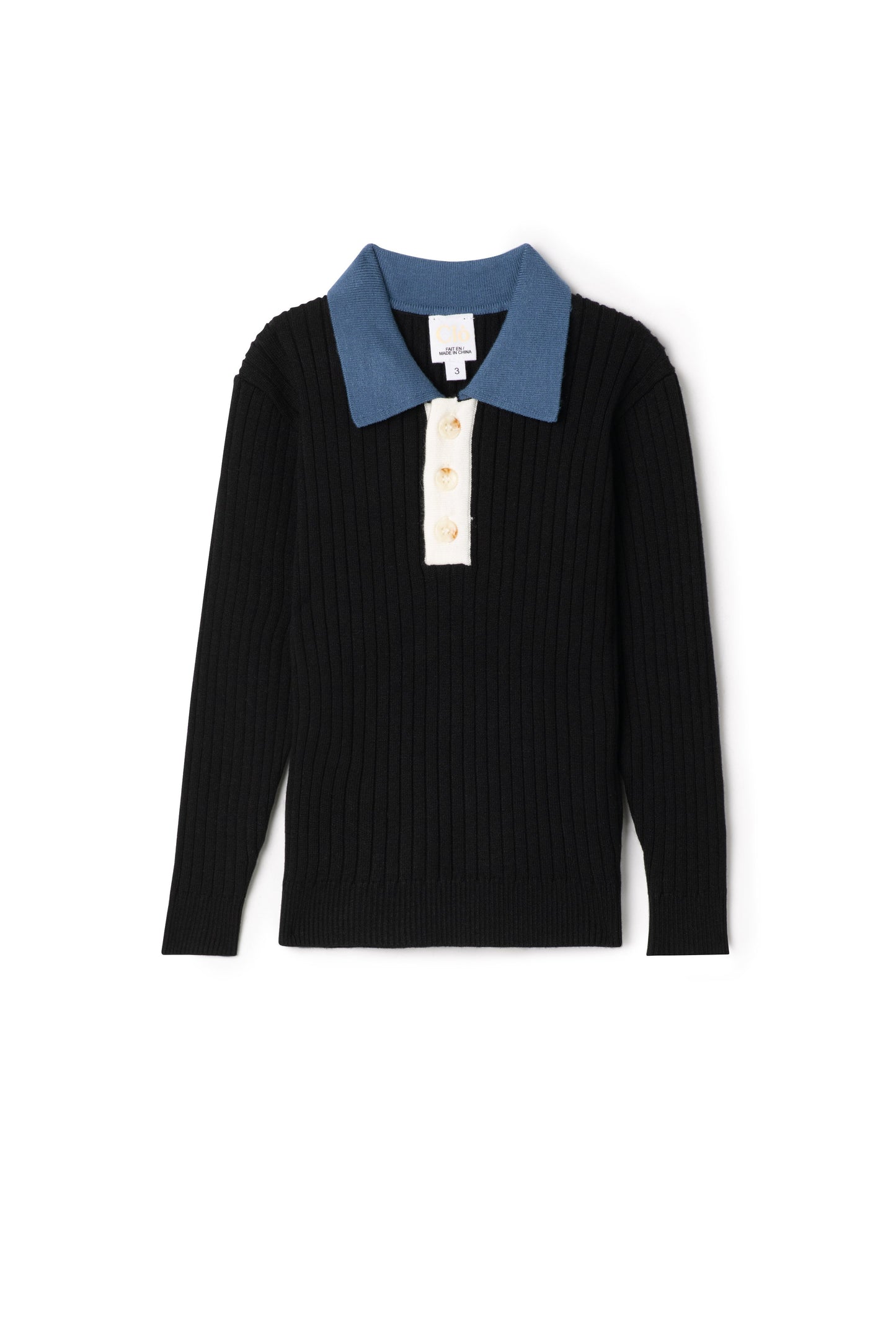 Multi Polo Rib Sweater Black