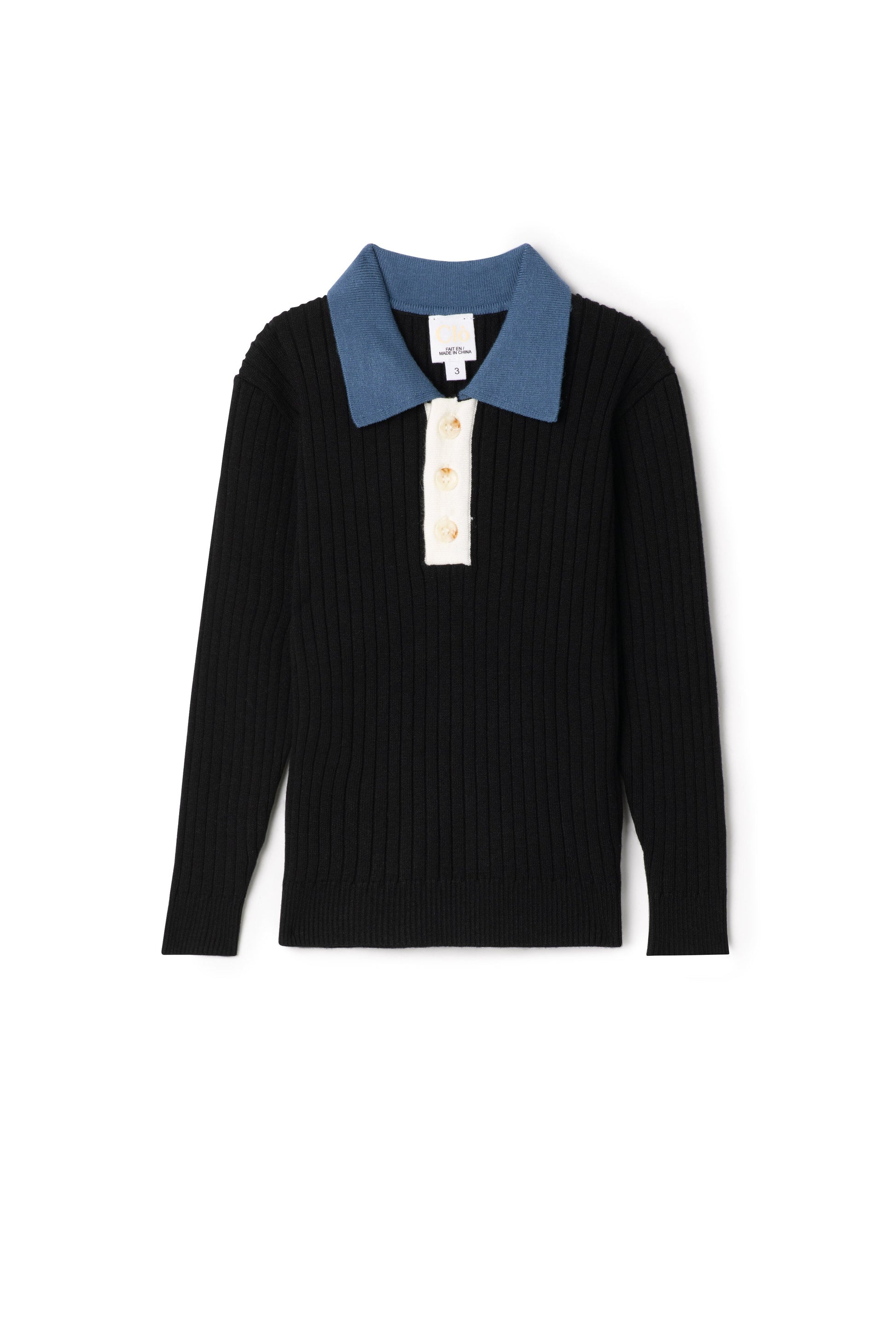 Multi Polo Rib Sweater Black