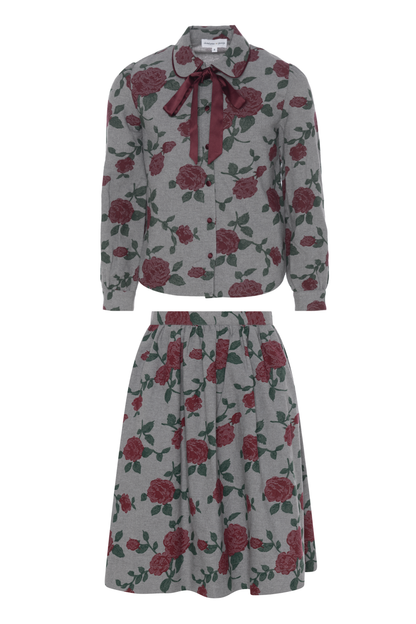 Printed Woven 2Pc Set Grey