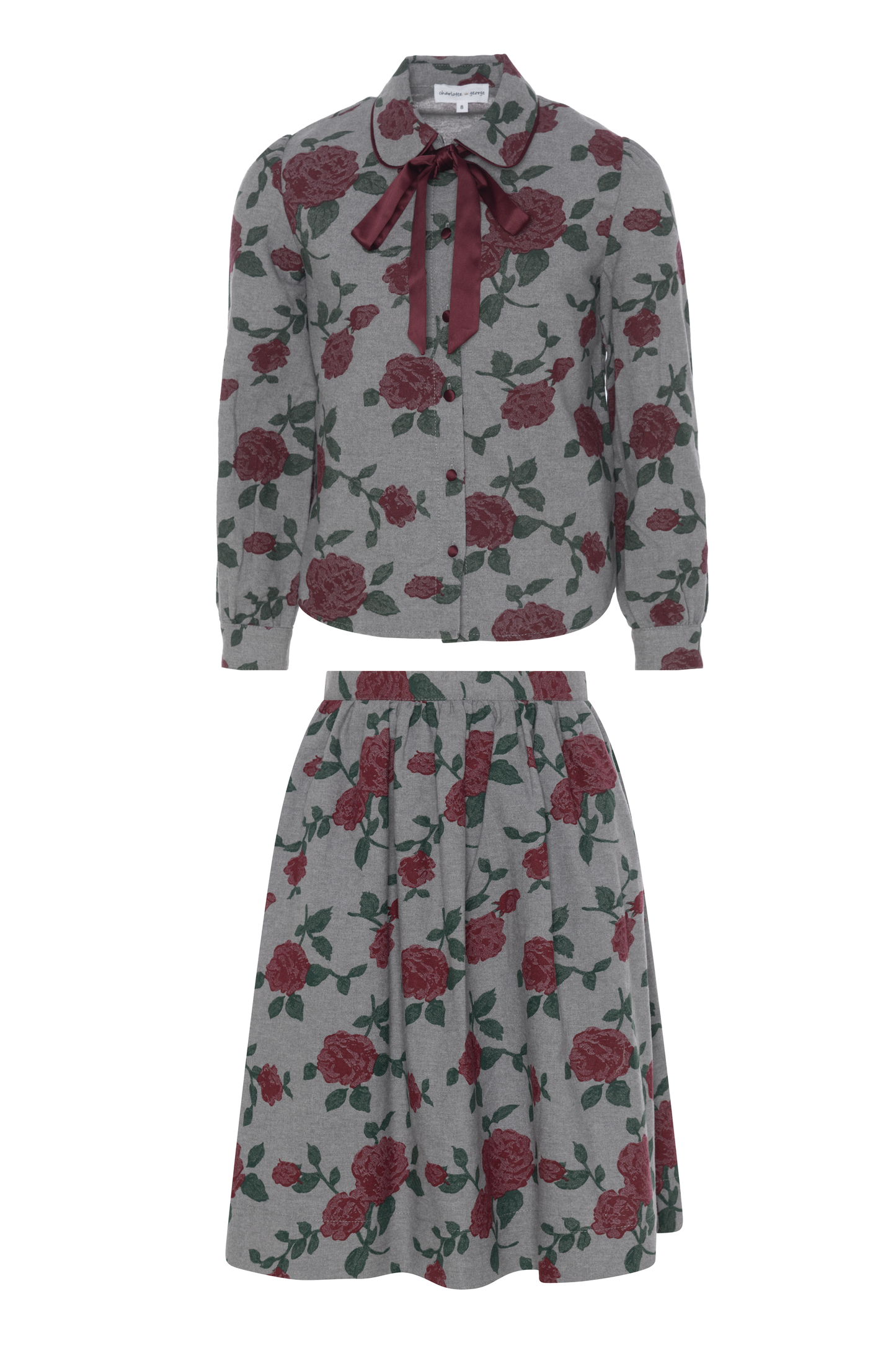 Printed Woven 2Pc Set Grey