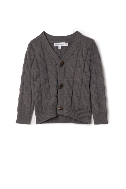 Cable Knit Cardigan Sweater Grey