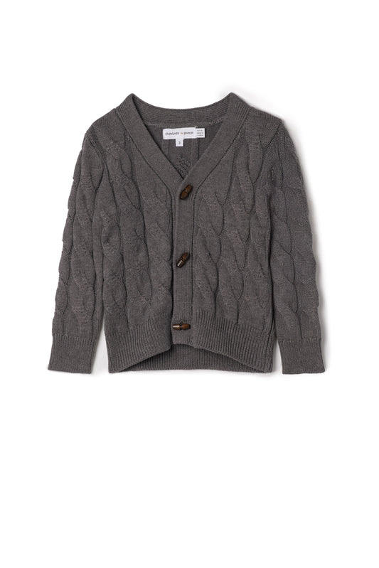 Cable Knit Cardigan Sweater Grey