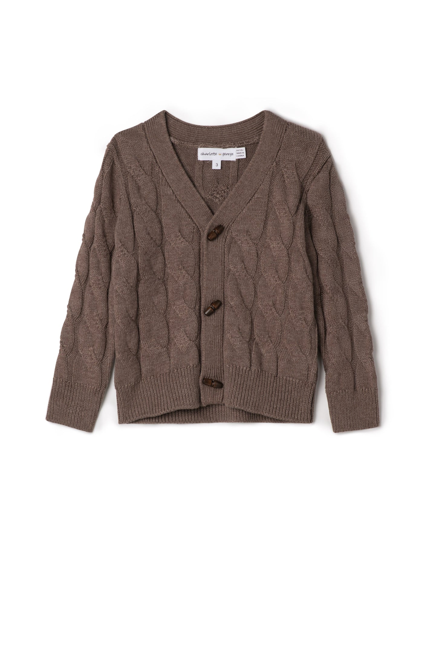 Cable Knit Cardigan Sweater Cognac