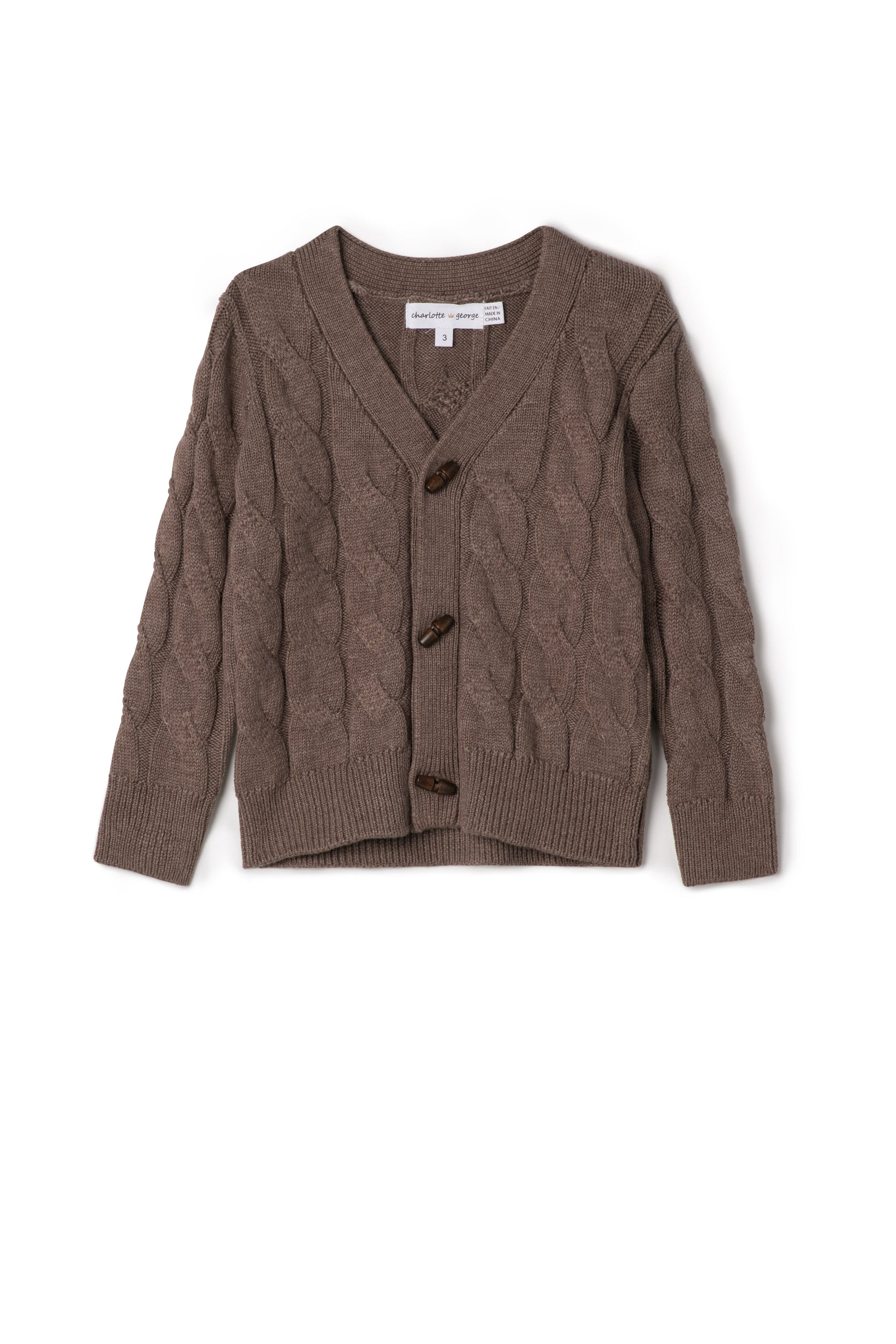 Cable Knit Cardigan Sweater Cognac