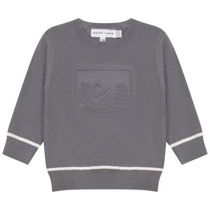 Embossed Crest Sweater Grey