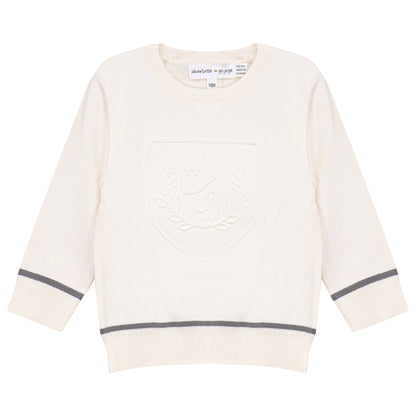 Embossed Crest Sweater Off White
