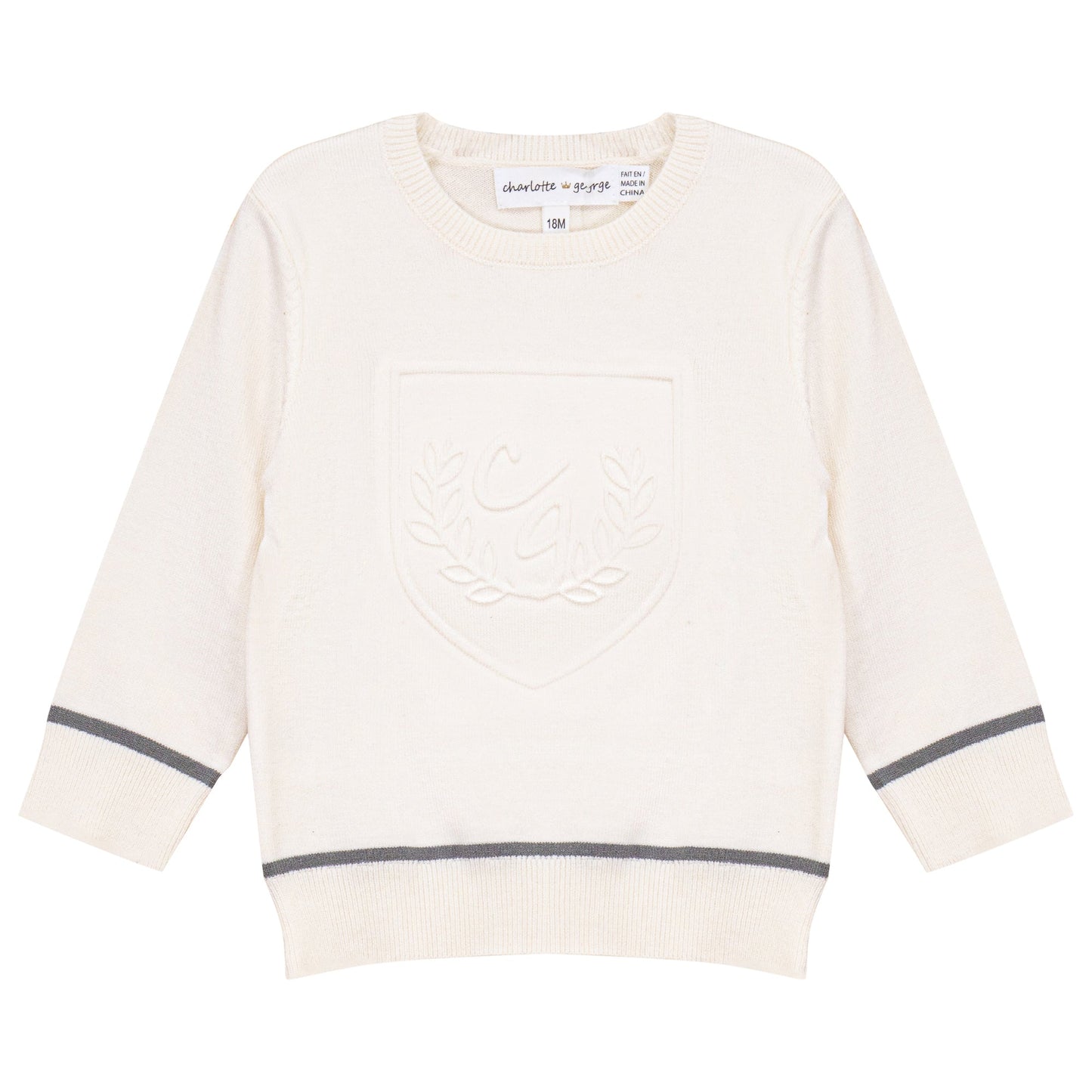 Embossed Crest Sweater Off White