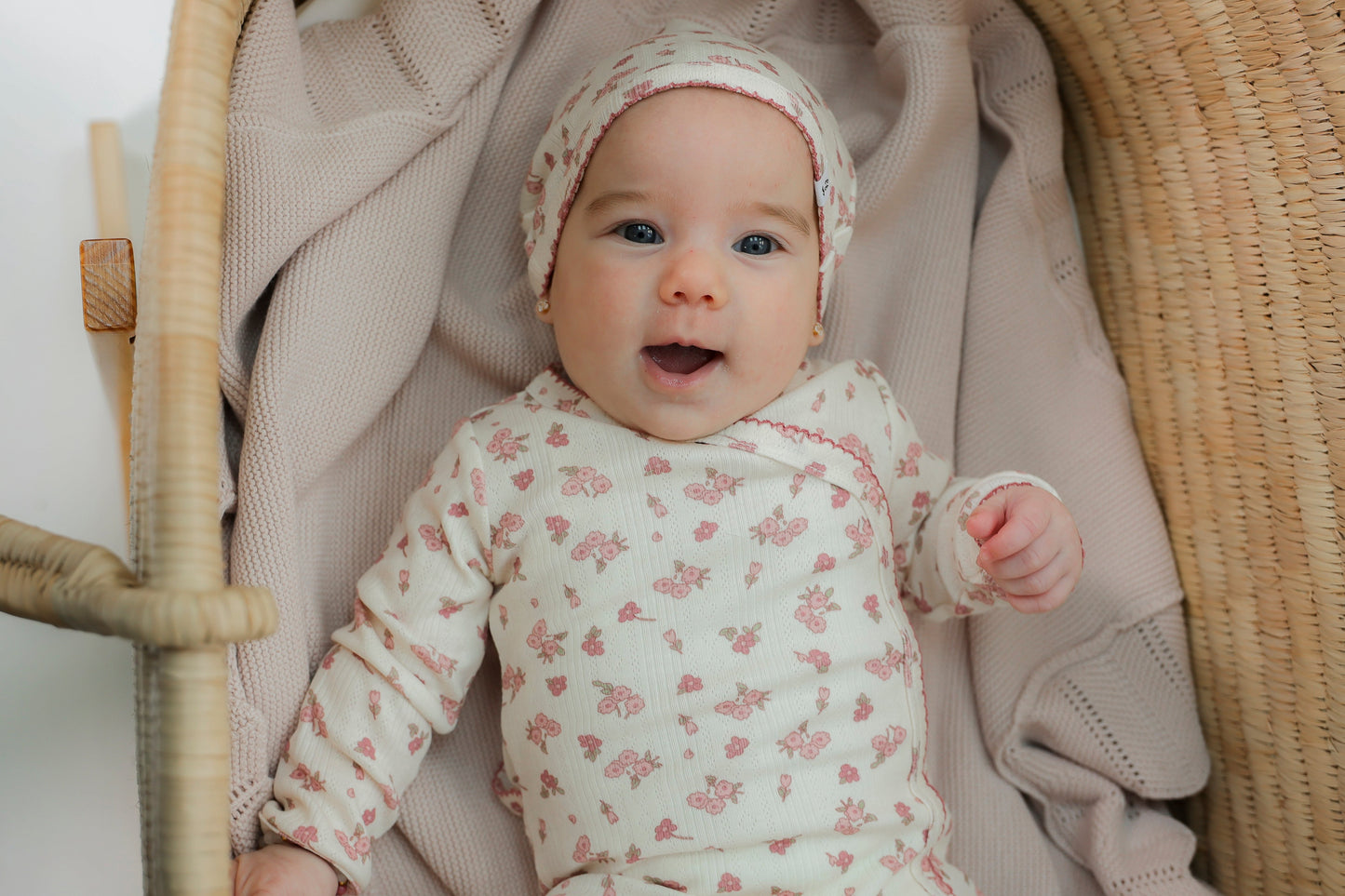 Contrast Stitched Pointelle Onesie