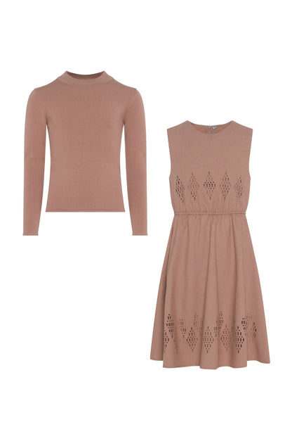 Cut Out Jumper Set Pink