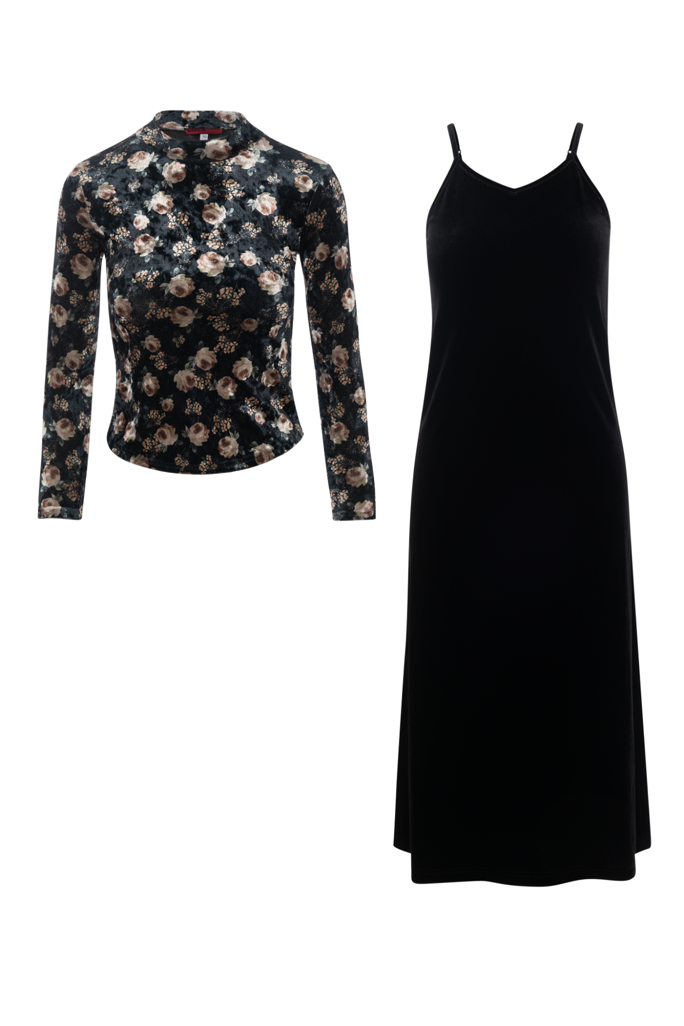 Floral Velour Set Black