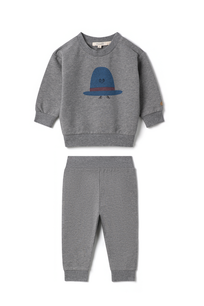Hat Print 2Pc Set M Grey Mix Denim
