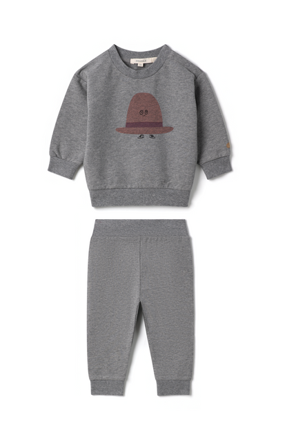 Hat Print 2Pc Set M Grey Mix Rosette