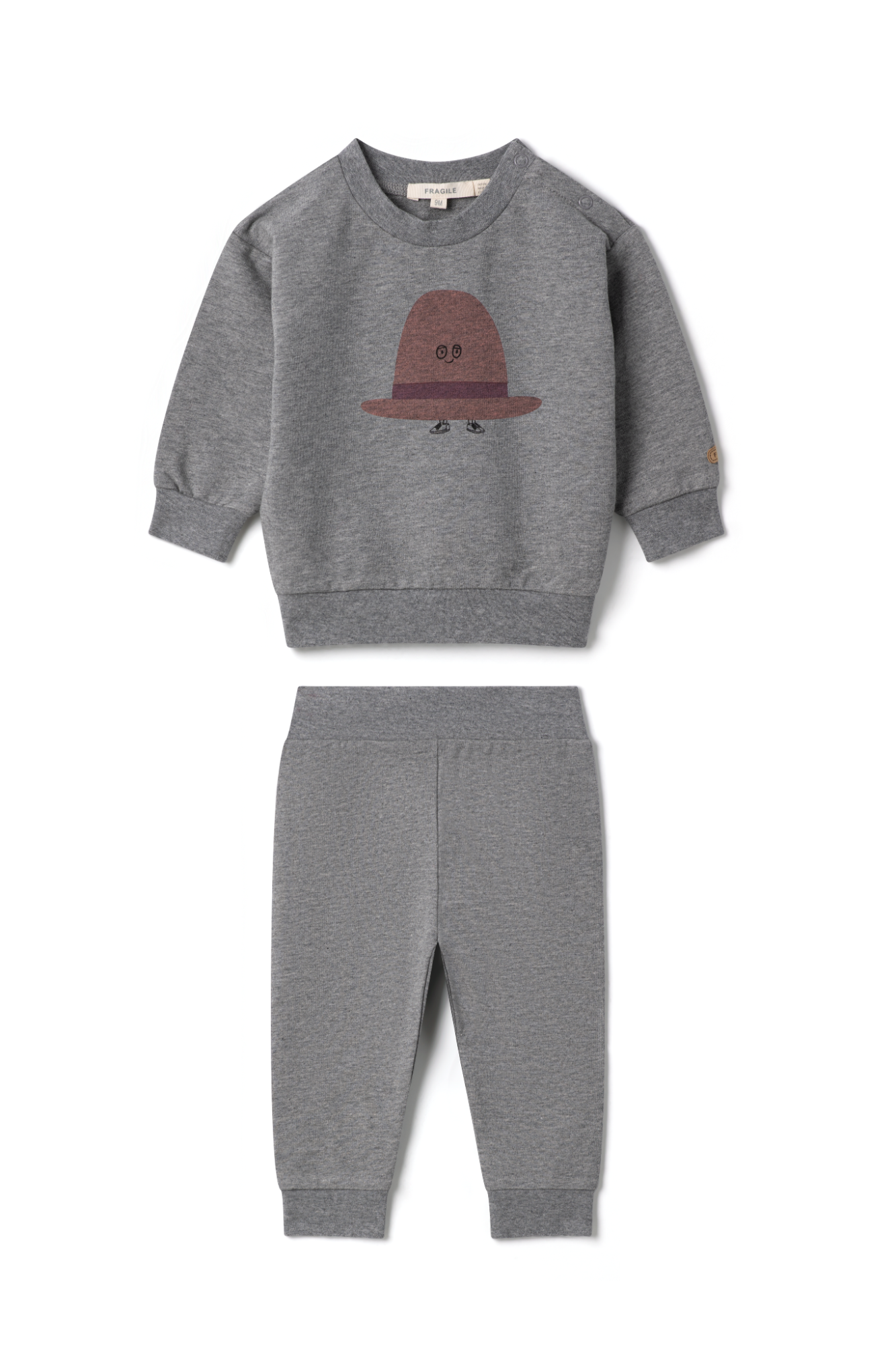 Hat Print 2Pc Set M Grey Mix Rosette