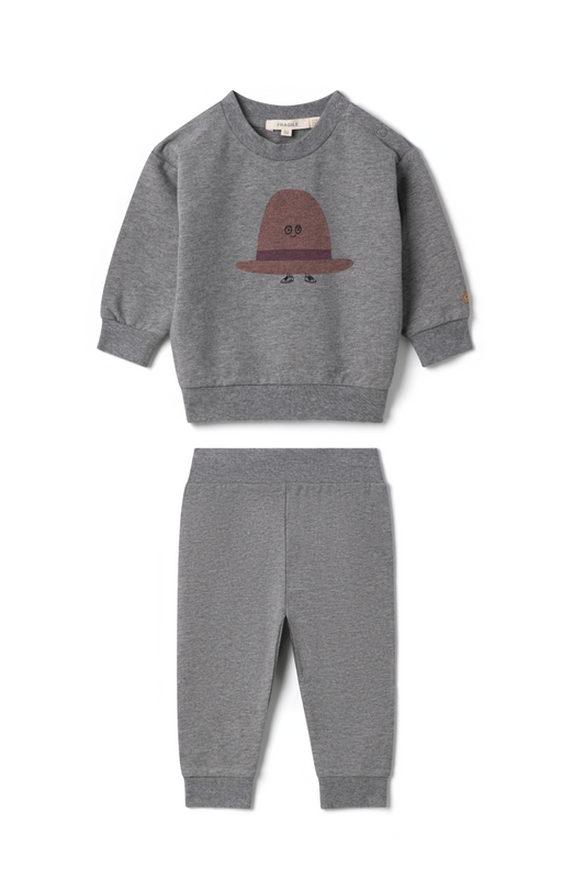 Hat Print 2Pc Set M Grey Mix Rosette