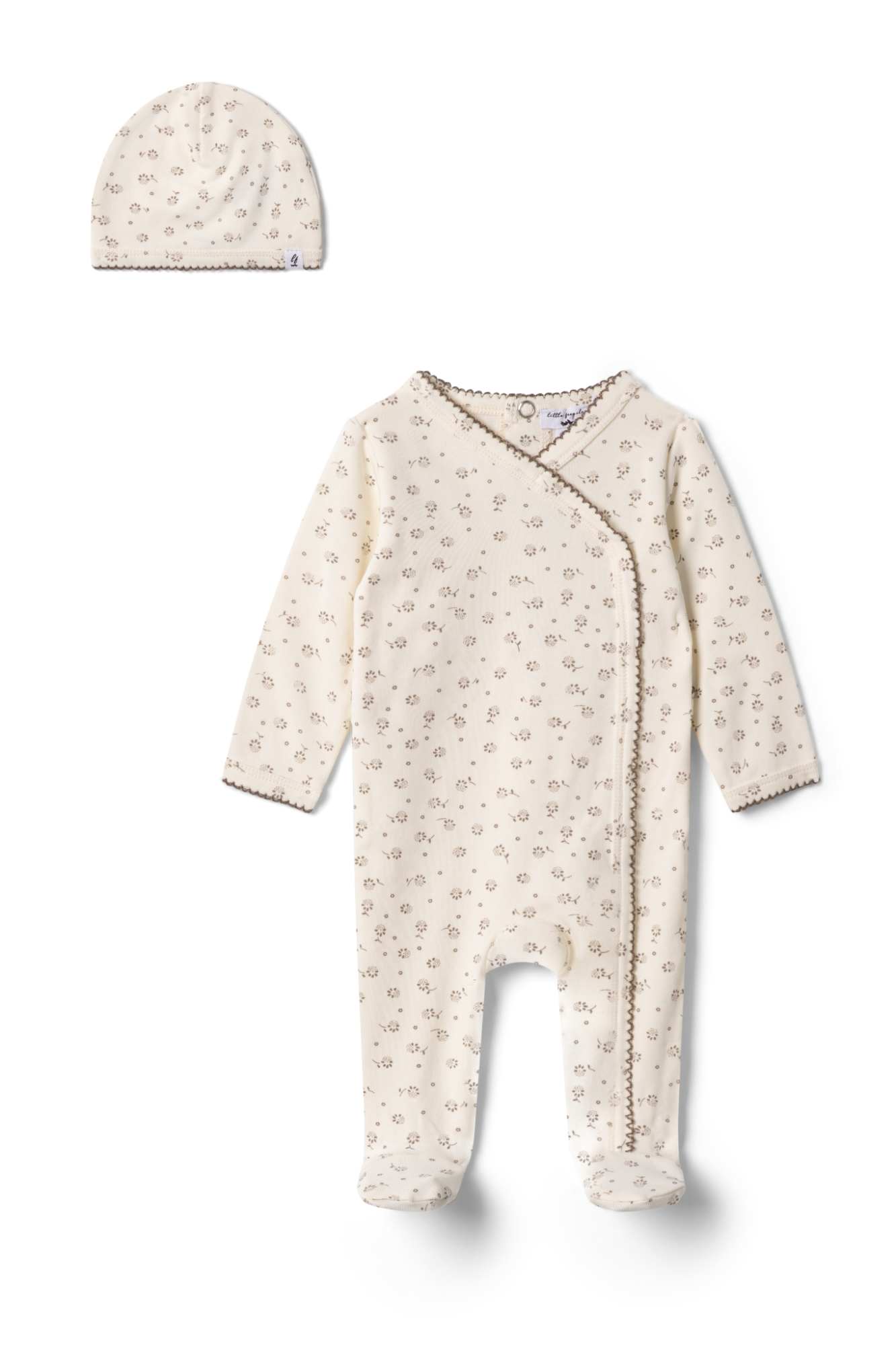 Cotton Floral Onesie Off White