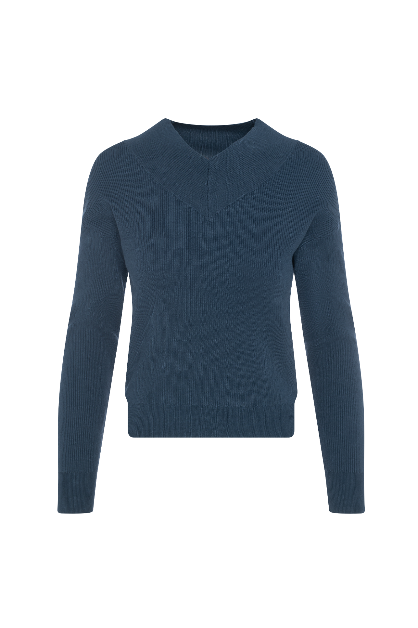 Drop Shoulder V Neck Sweater Dark Denim