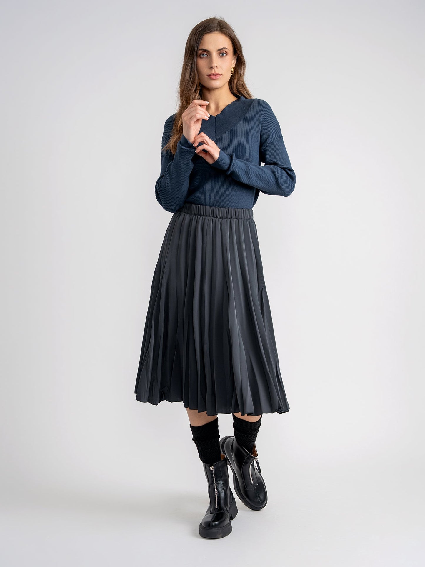 Drop Shoulder V Neck Sweater