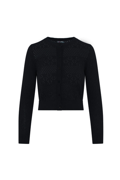 Lace Knit Cardigan Black