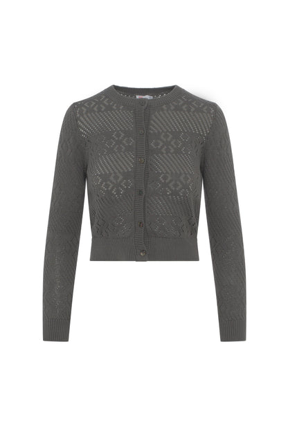 Lace Knit Cardigan Grey