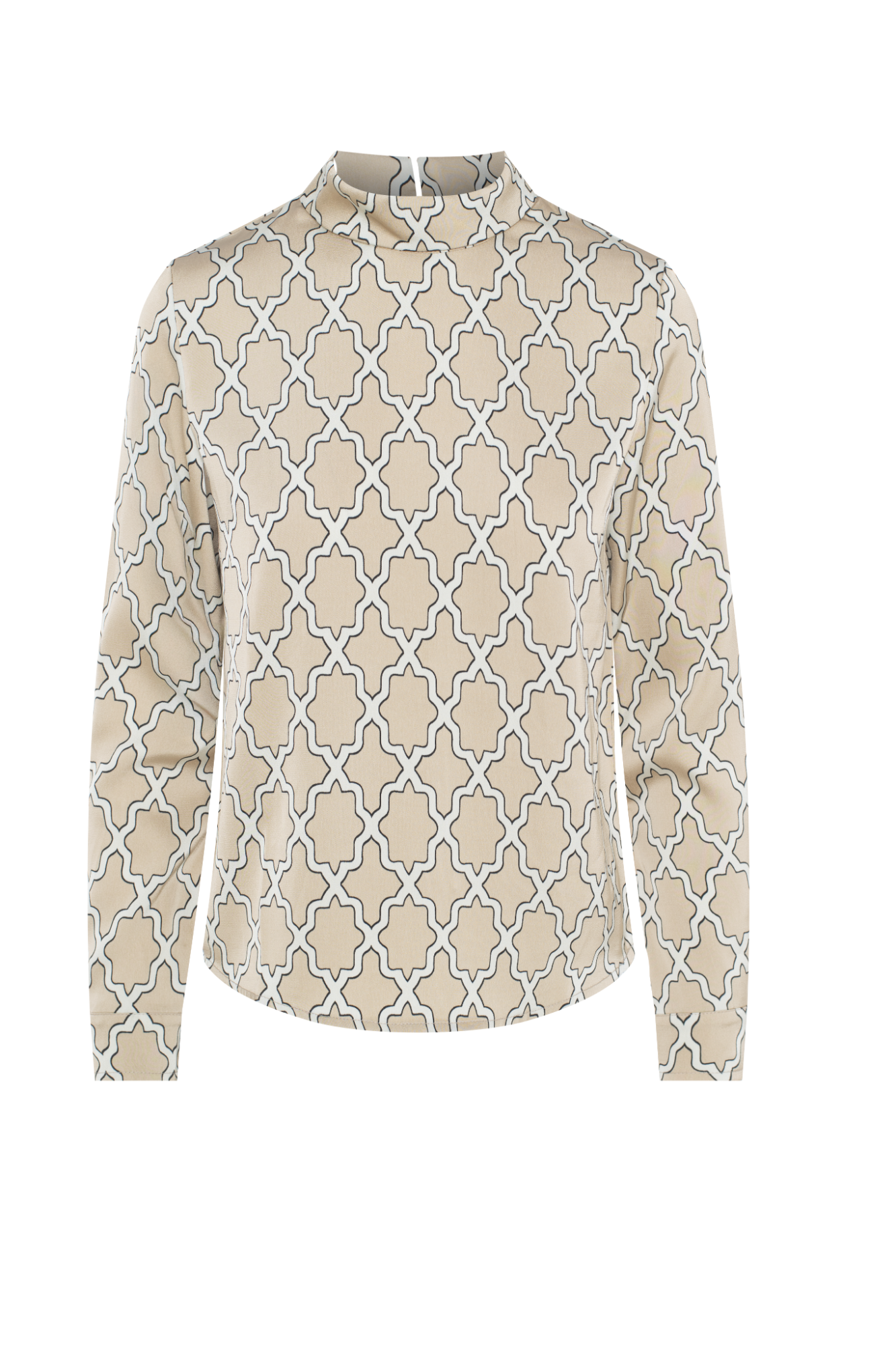 Button Down Printed Blouse Beige