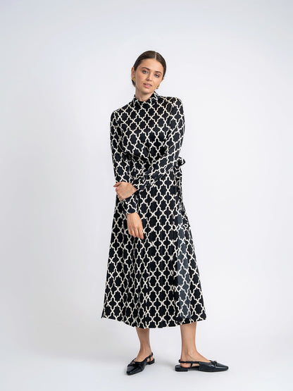 Pleated Printed Wrap Skirt