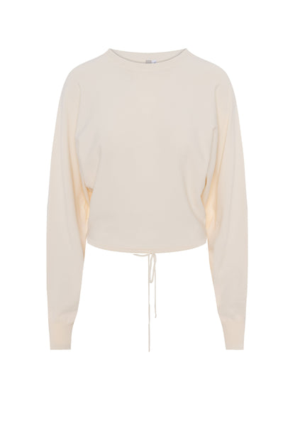 Dolman Crop Knit Top Off White