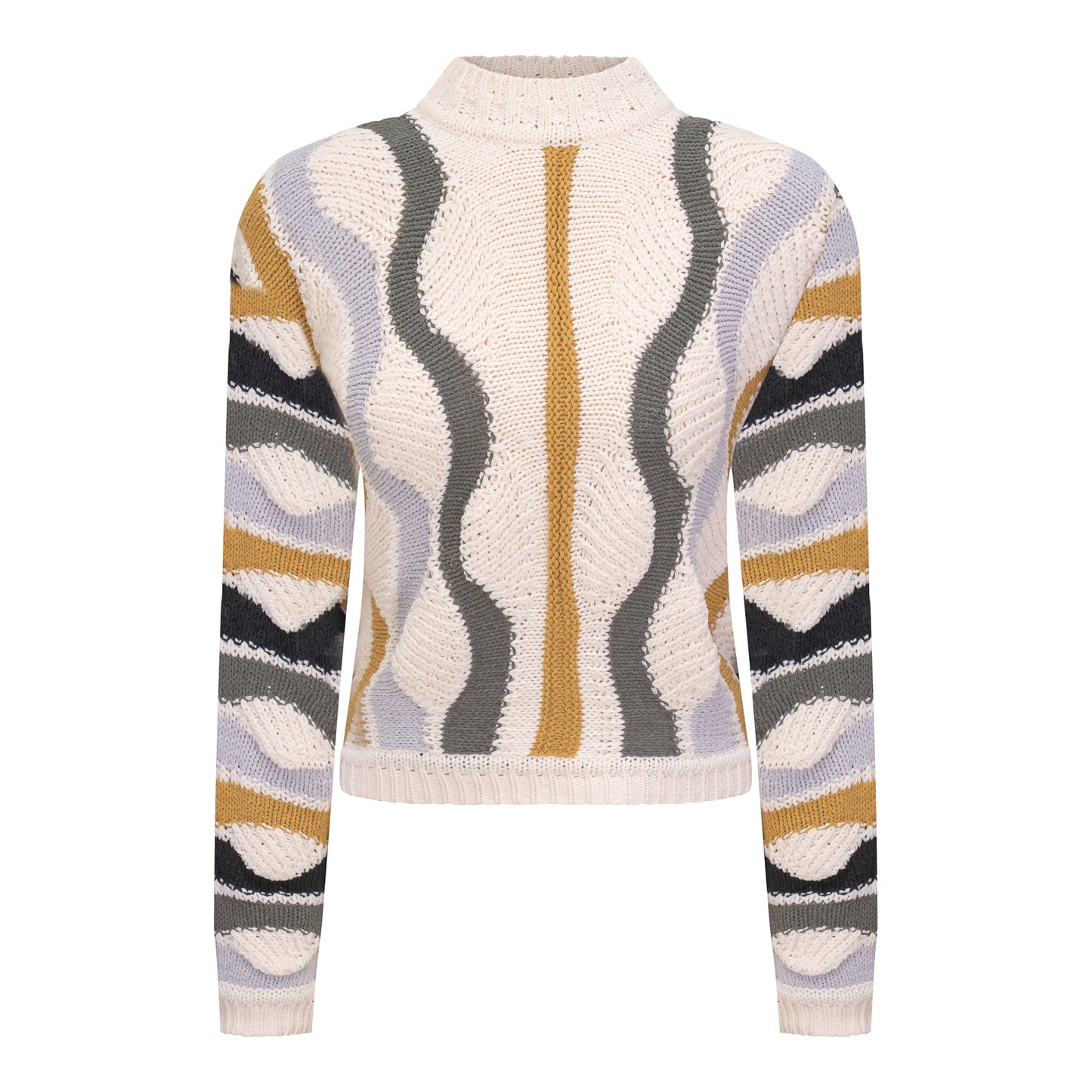 Color Blocked Knit Sweater Dark Almond Peanut Olive