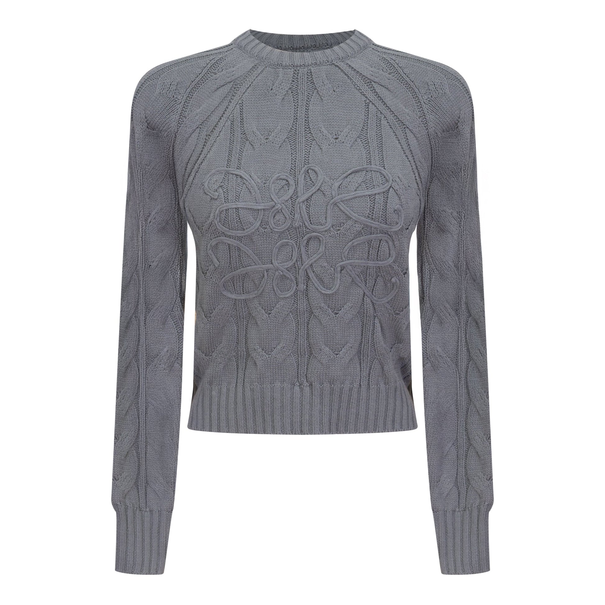 Cable Knit Sweater Medium Grey