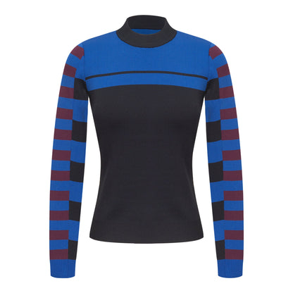 Stripe knit Sweater Black Royal