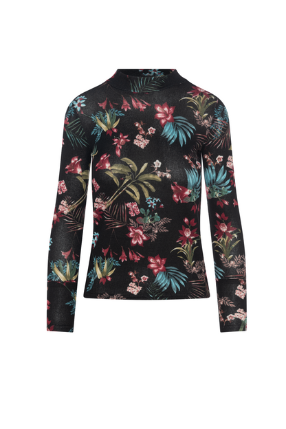 Jaquard Mock Neck Top Black