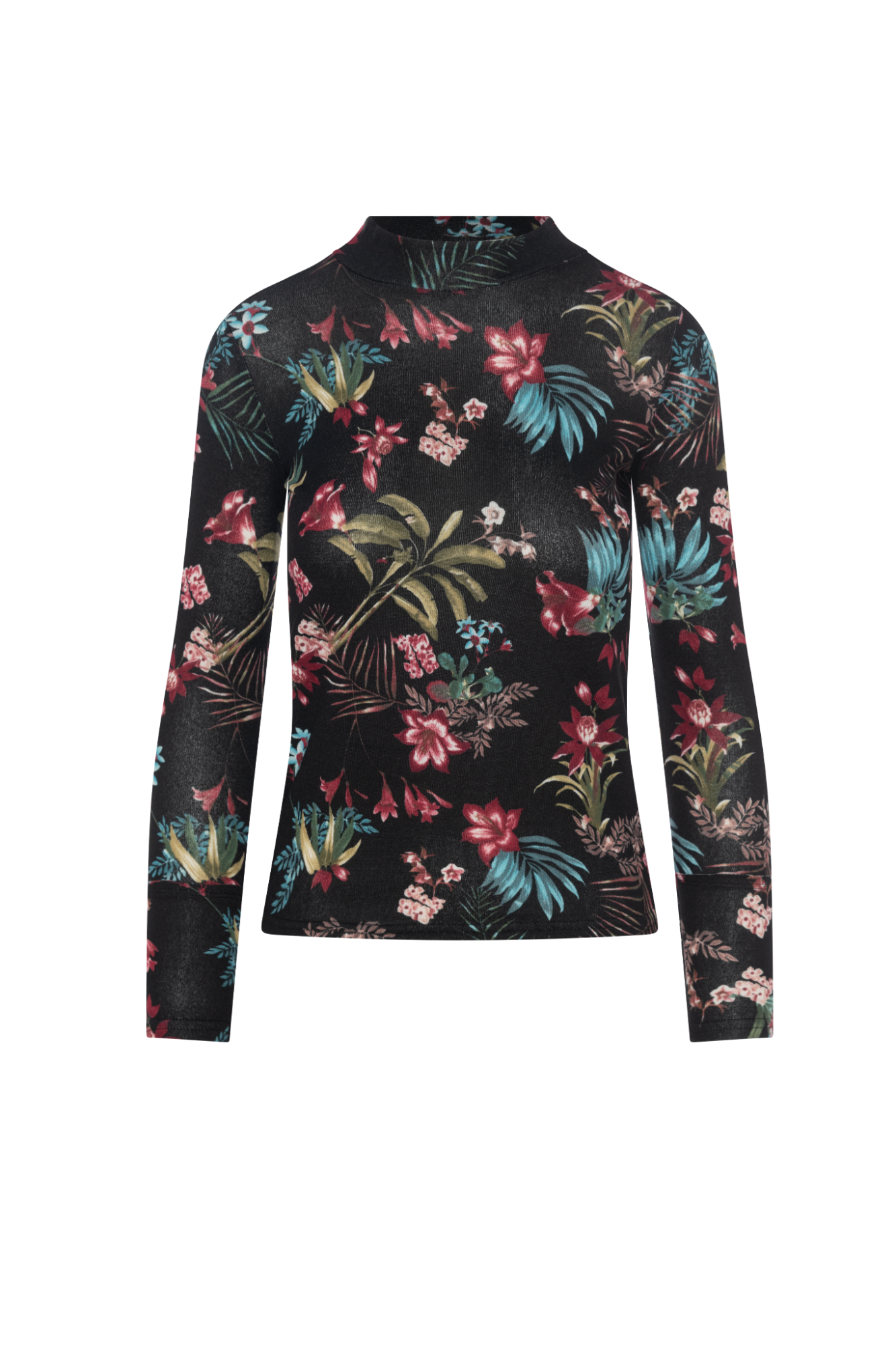 Jaquard Mock Neck Top Black