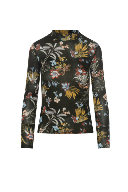 Jaquard Mock Neck Top Olive