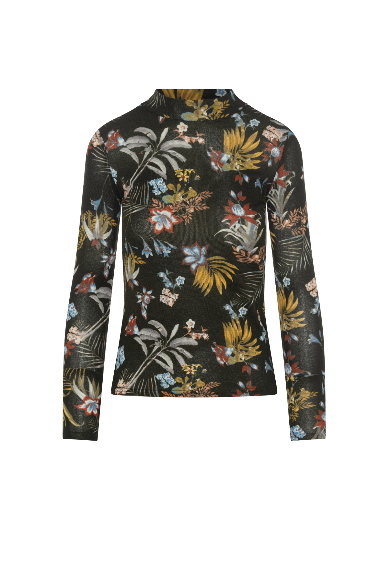 Jaquard Mock Neck Top Olive