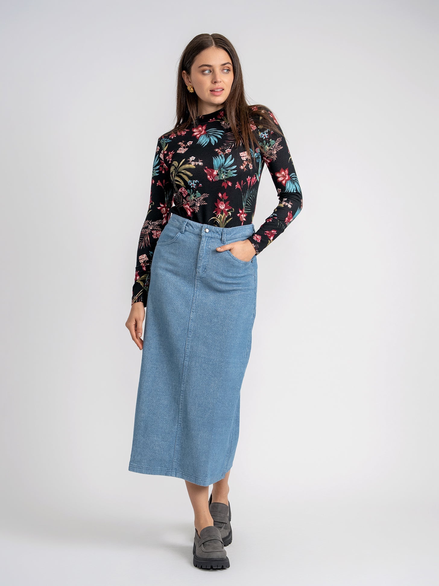 Jaquard Mock Neck Top