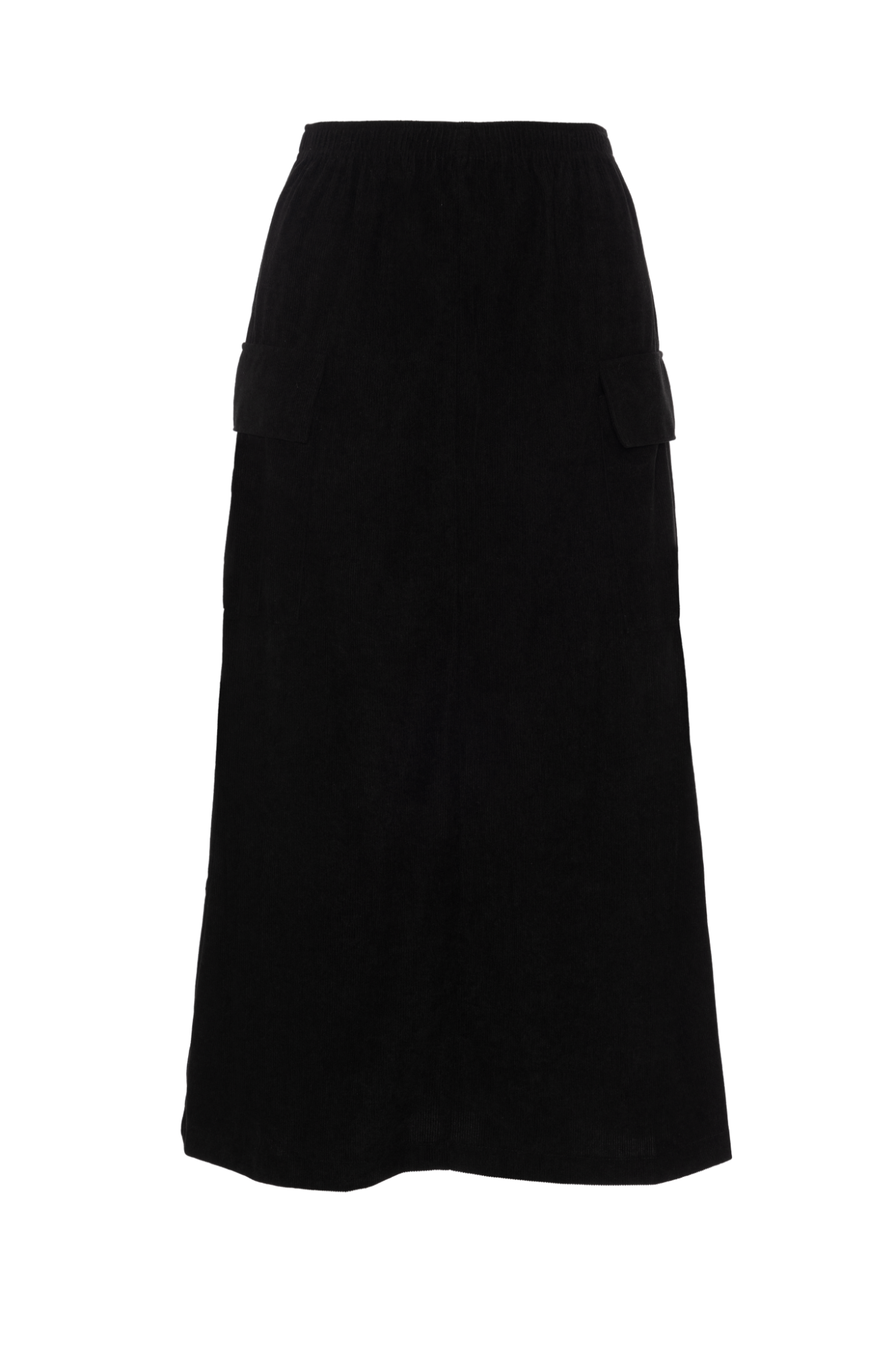 Midi Skirt with Pockets Black