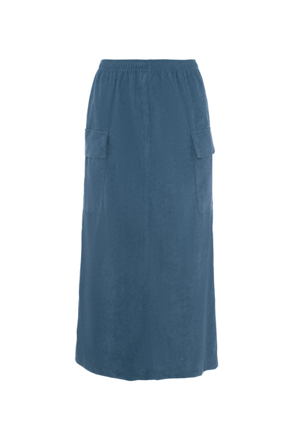 Midi Skirt with Pockets Light Denim