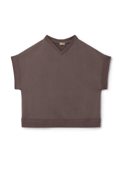 Crop V Neck Vest Mocha