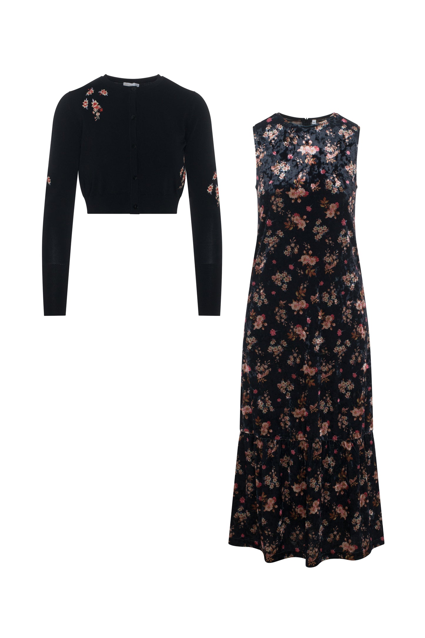 Midi Printed Jumper Set Black Beige