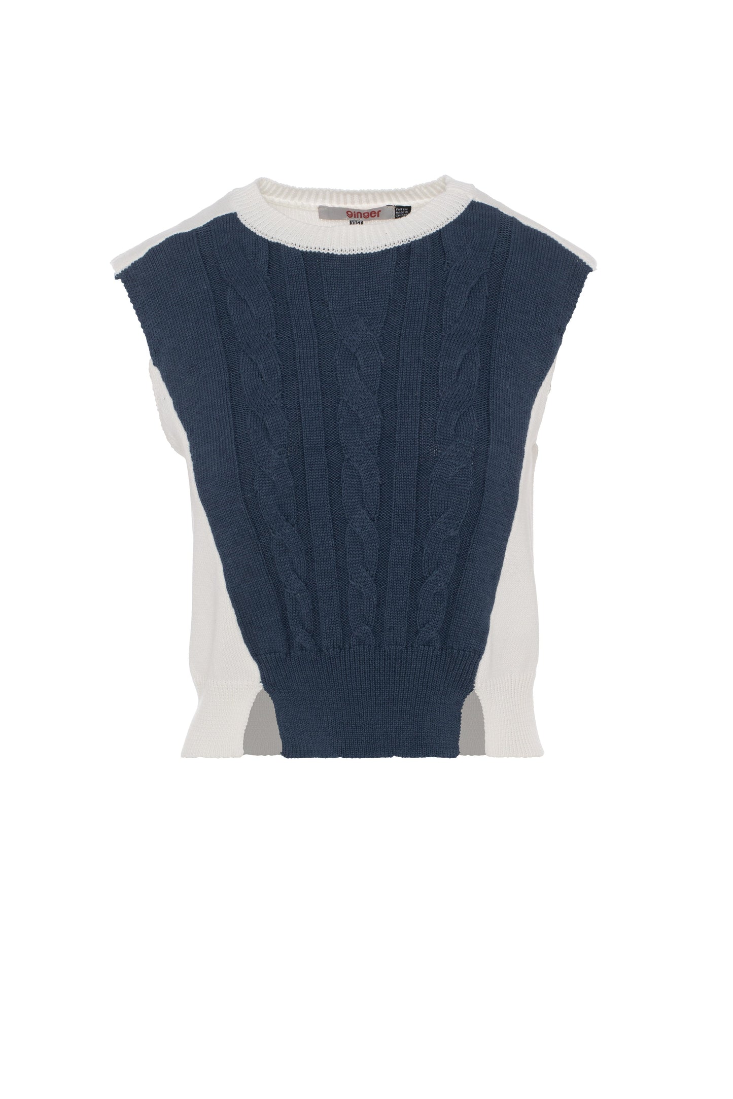 Cable Knit Vest Denim Powder