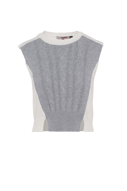Cable Knit Vest Medium Grey Powder