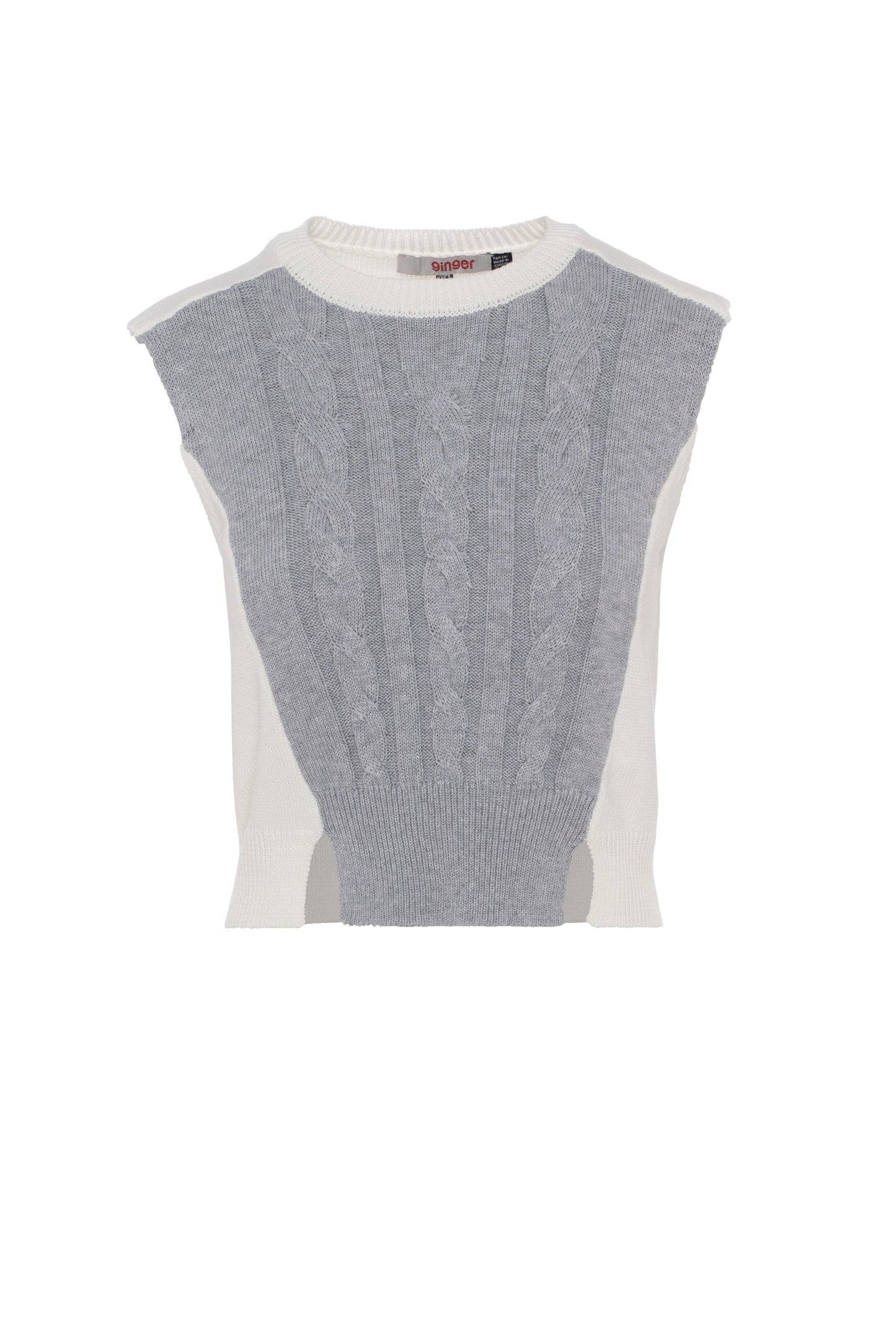Cable Knit Vest Medium Grey Powder