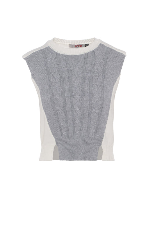 Cable Knit Vest Medium Grey Powder