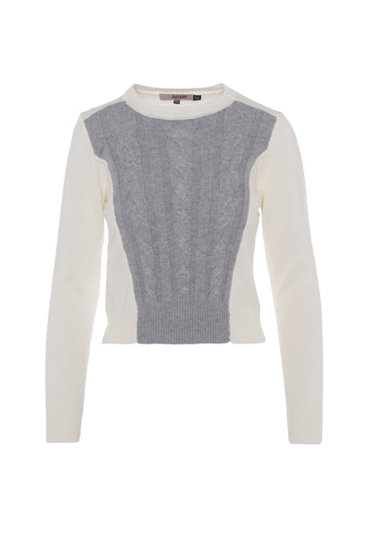 Cable Rib Knit Sweater Medium Grey Powder