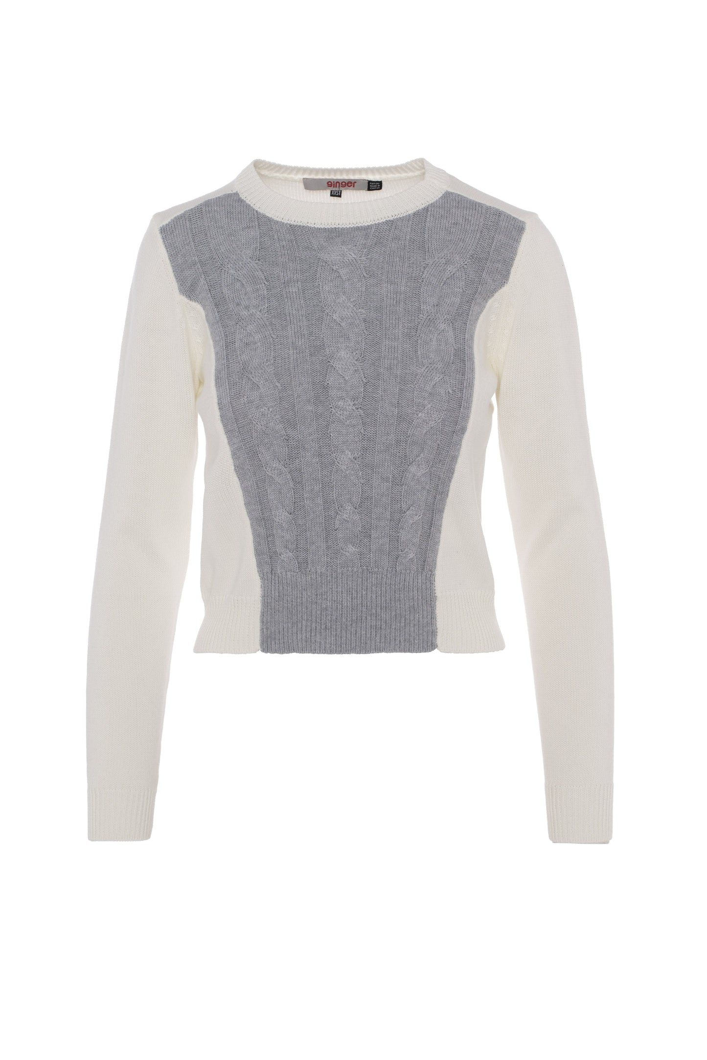 Cable Rib Knit Sweater Medium Grey Powder