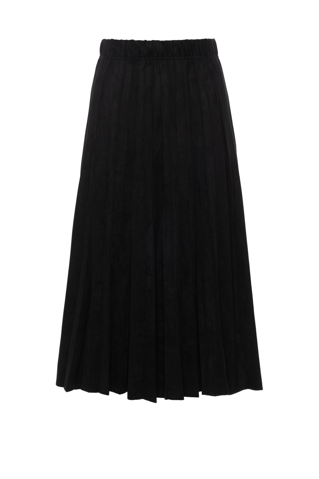 Suede Midi Pleated Skirt Black