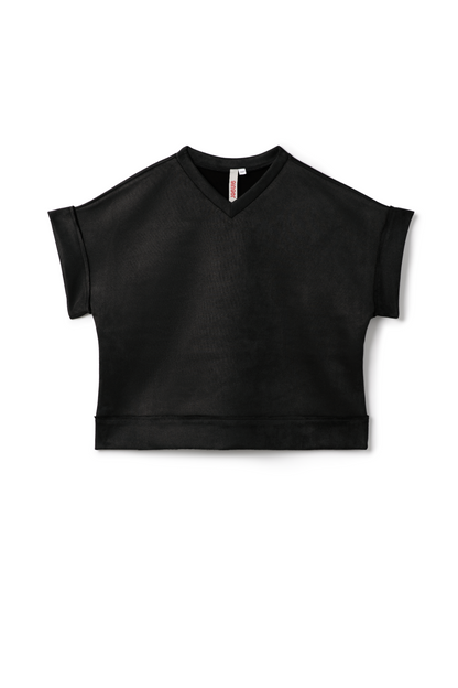 Suede Crop Top Vest Black