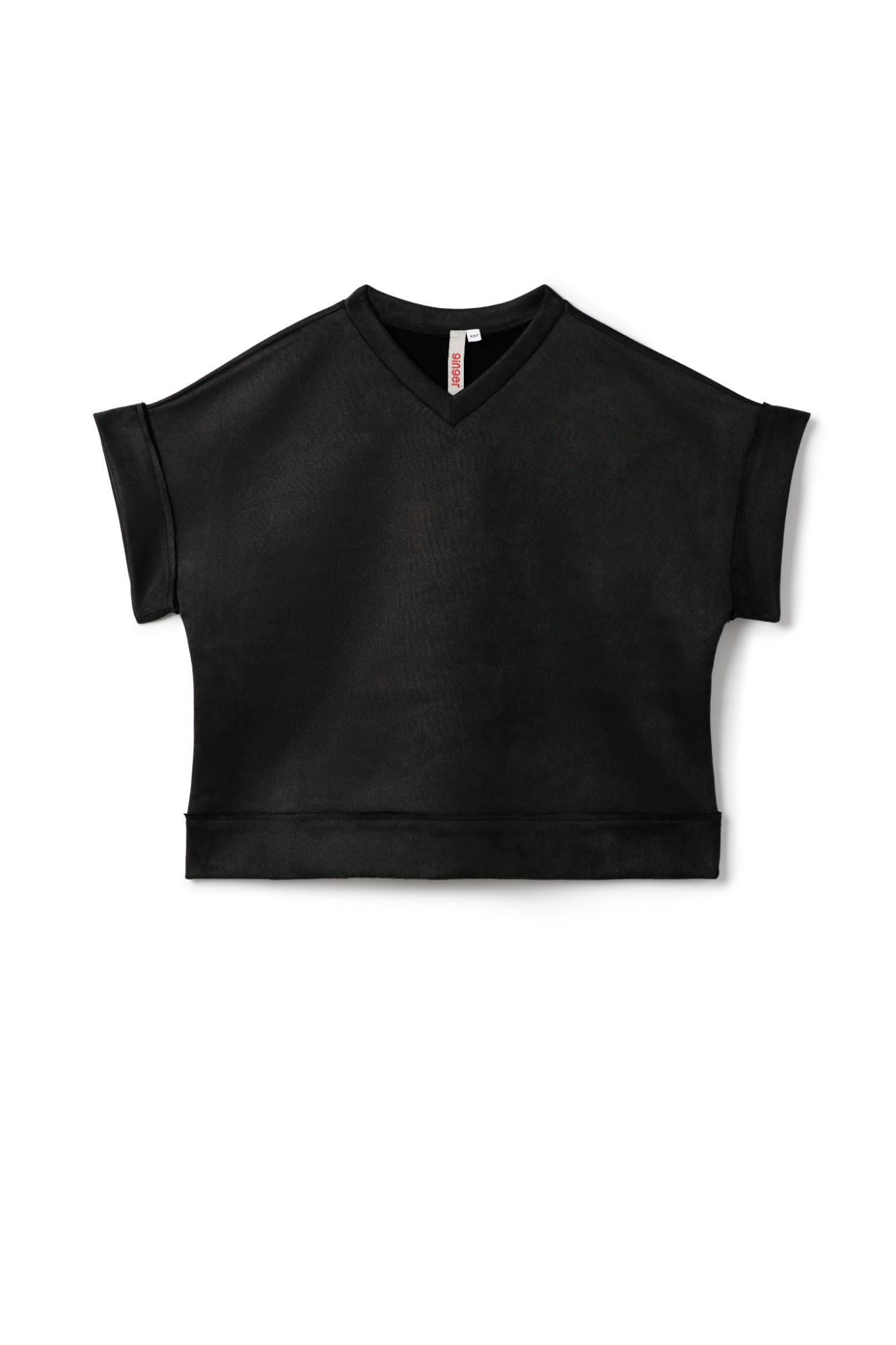 Suede Crop Top Vest Black