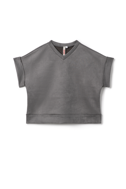 Suede Crop Top Vest Charcoal