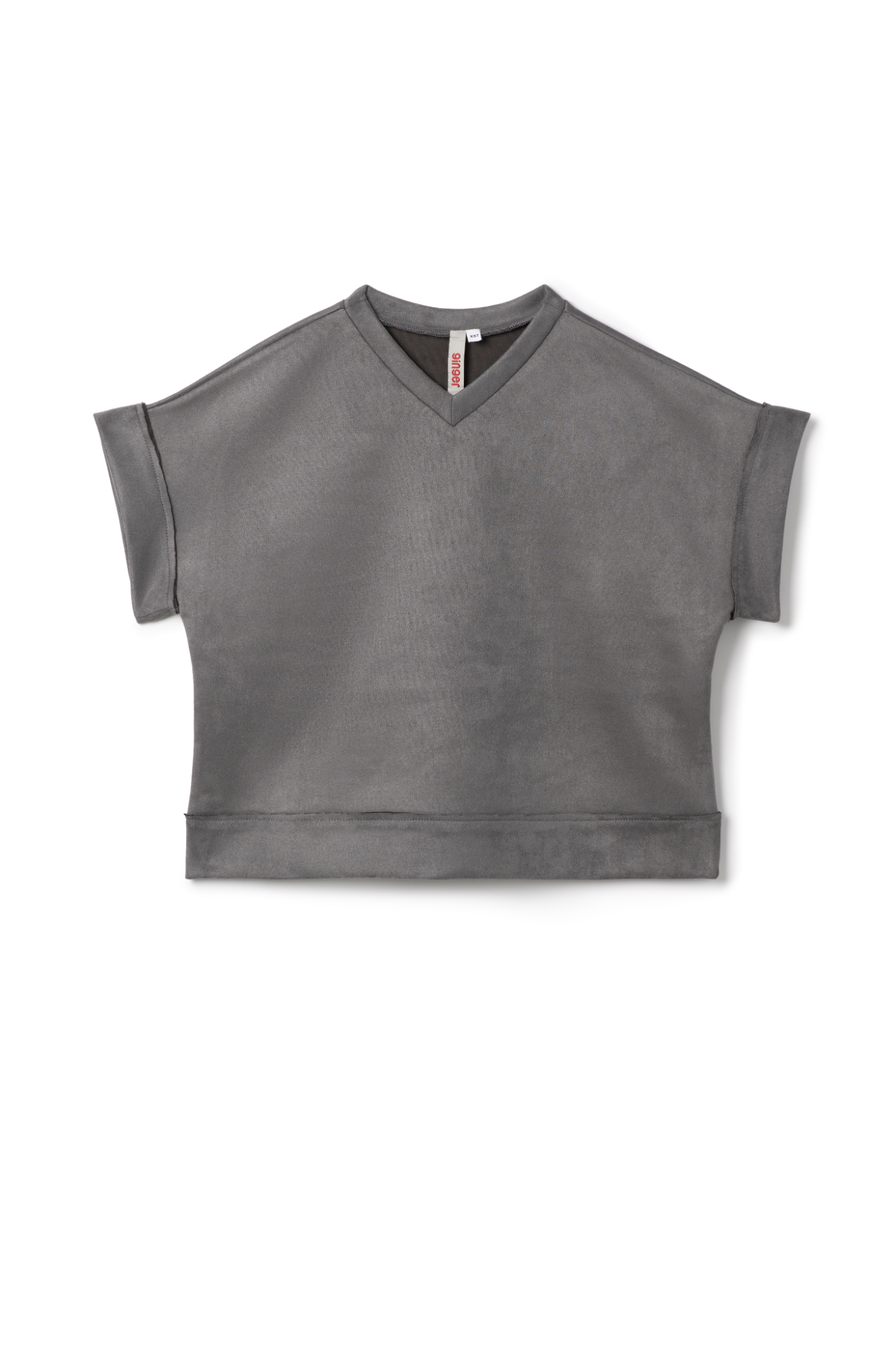 Suede Crop Top Vest Charcoal