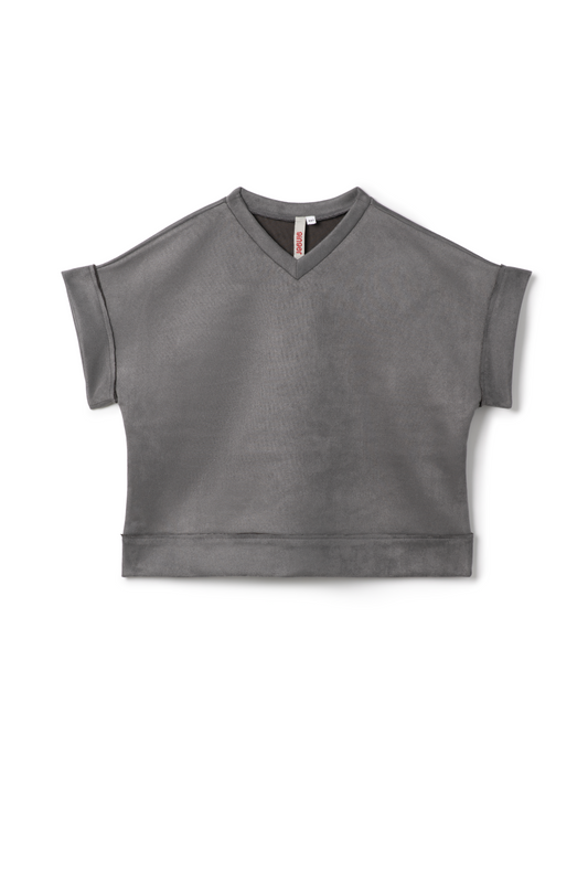 Suede Crop Top Vest Charcoal